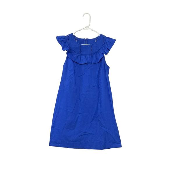 J. Crew Factory Dresses & Skirts - J.Crew Ruffle Neck Sleeveless Shift Dress Bright Blue Size 8 Medium
